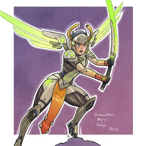 Genji Mercy Mashup By Alexi On Deviantart Overwatch Fan Art Genji And Mercy