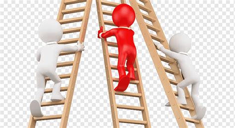 Three People Climbing The Stairs Cartoon Ladder Stairs Png Pngwing