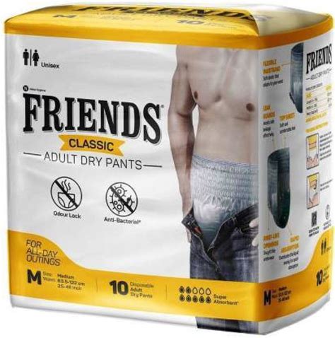 Friends Classic Adult Dry Pants Medium 10 Pieces Adult Diapers M