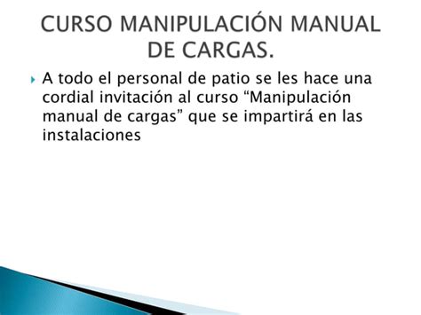 Manipulacion Manual De Cargas Materiales Ppt