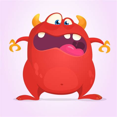 Funny Cartoon Monster Character Illustration Of Cute And Happy Alien