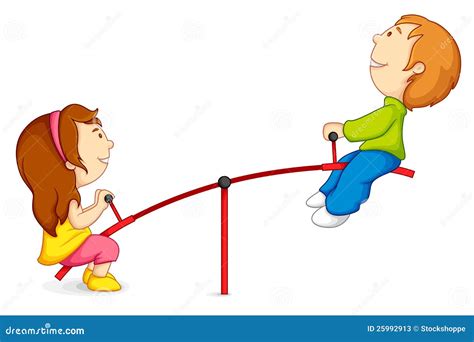 Kids on Seesaw stock vector. Illustration of child, lifestyle - 25992913