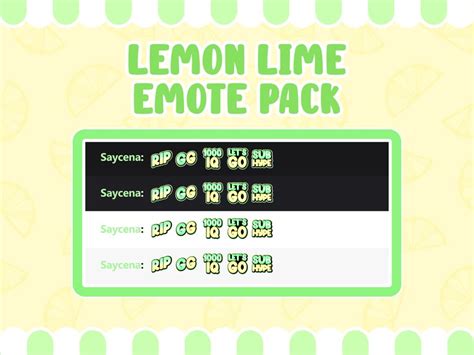 Twitch Emote Pack Of Lemon Lime Twitch Streamers Affiliate Emotes