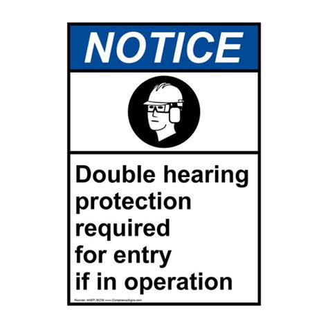 Vertical Double Hearing Protection Sign Symbol Ansi Notice