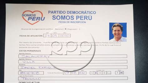 Elecciones Somos Per Anuncia La Inscripci N De Daniel Salaverry