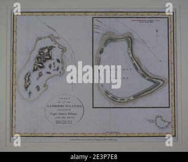 Mappa Di Isole Gambier E Di Prospettiva Isola Temoe Atollo Da Capt