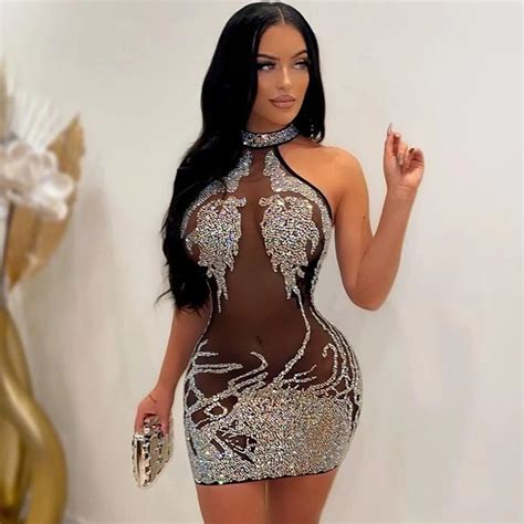 Felyn 2022 Best Quality Famous Brand Dress Solid Diamond O Neck Off Shoulder Sexy Night Club