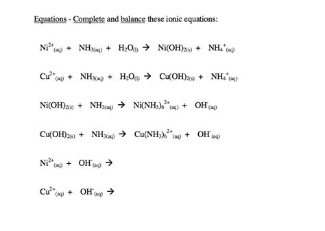 Solved Equations Complete And Balance These Ionic