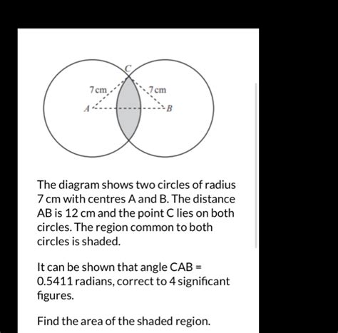 Solved The Diagram Shows Two Circles Of Radius Cm With Centres A And