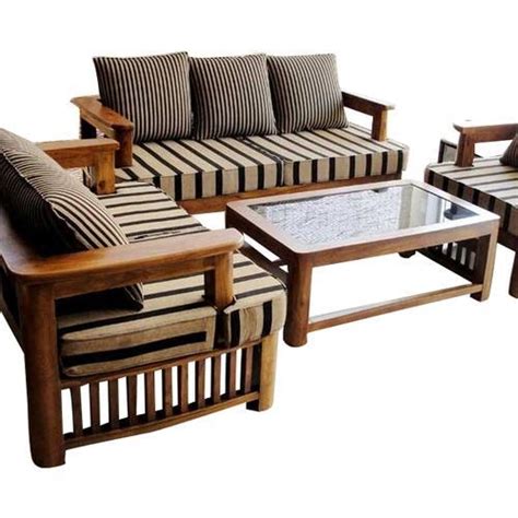 Crissy Creations Plain Non Polished Wooden Sofa Set Style Modern At