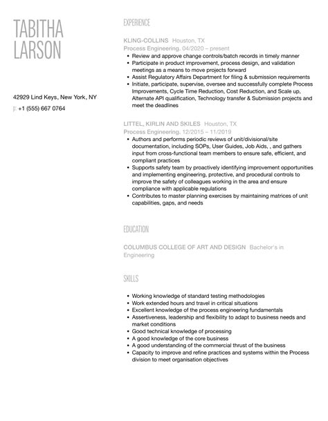 Process Engineering Resume Samples Velvet Jobs