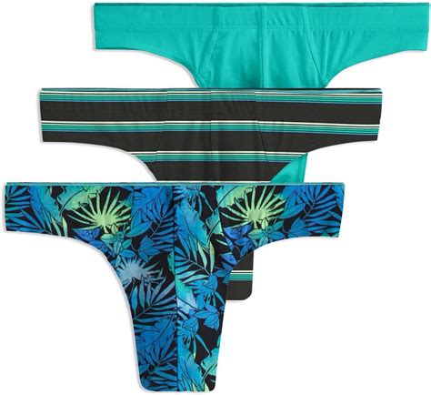 Jockey Mens Underwear Casual Cotton Stretch Thong 3 Pack Ombre Tropicsteal Breezevivid