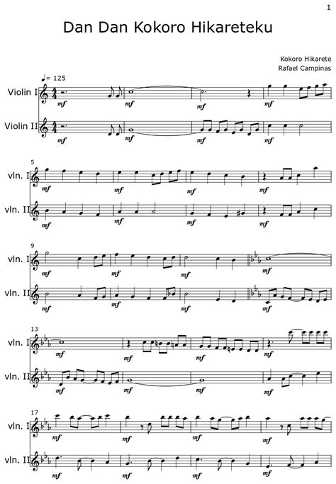 Dan Dan Kokoro Hikareteku Sheet Music For Violin