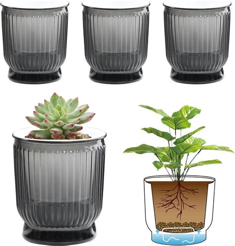 Amazon T4U Self Watering Plant Pots 4 Inch Small Plant Pots