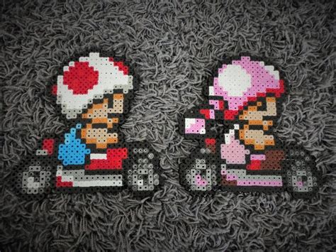 Hama ~ Mario Kart ~ Toad And Todette By Greenforman On Deviantart Perler Bead Art Perler Bead