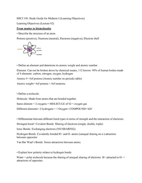 HSCI 100 Midterm 1 Learning Objectives HSCI 100 Study Guide For