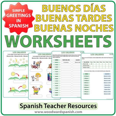 Buenos D As Buenas Tardes Buenas Noches Worksheets Woodward Spanish