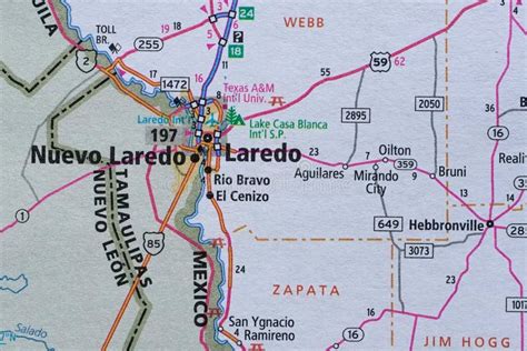 Map of Nuevo Laredo and Laredo Editorial Stock Photo - Image of river, texas: 321247163