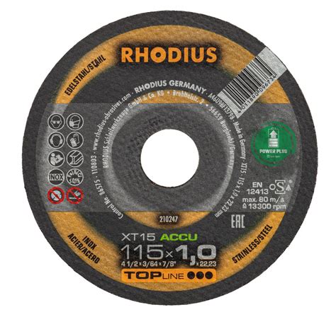 Disque à tronçonner inox TOPLINE XT15 ACCU BOX RHODIUS ei outillage