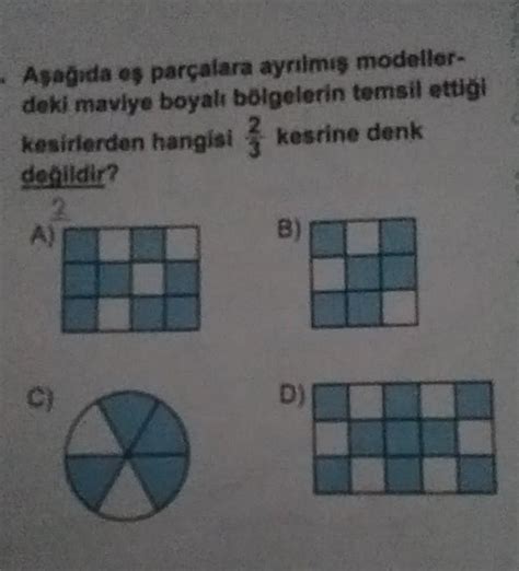 Aşağıda eş parçalara ayrılmış modeller deki maviye boyalı bölgelerin