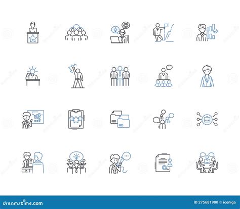 Desk Jockeys Line Icons Collection Workaholic Office Bound Computer