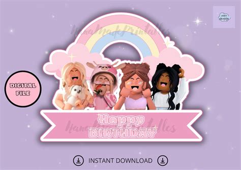 Roblox Printable Cake Topper Instant Download Roblox Girls Roblox Game Roblox Party Etsy