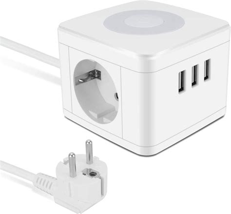 Multipresa Cubo Jooheli Ciabatta Elettrica Con 3 Prese USB E 2 Prese