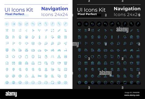 Gps Navigation Pixel Perfect Gradient Linear Ui Icons Set For Dark