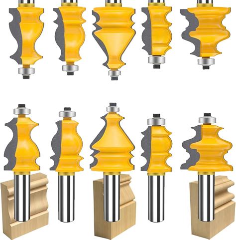 Yonico 12249 Shaker 2 Bit Rail And Stile Router Bit Set 12 Inch Shank