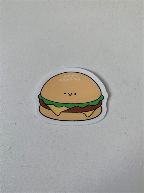 Kawaii Happy Smiling Cheeseburger Sticker Stupid Stitch