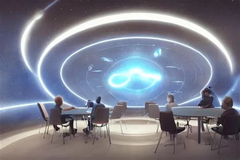 Ground View Of A Science Fiction Circular Meeting Room Stable Diffusion