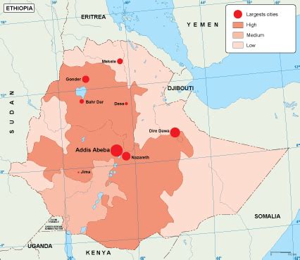 Ethiopia Population Map Eps Illustrator Map Digital Maps Netmaps Uk