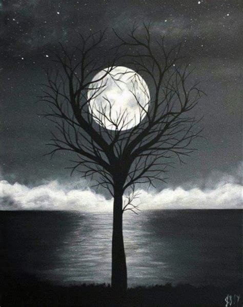 Black And White Tree, Black And White Painting, Black And White Design, White Art, Acrylic ...