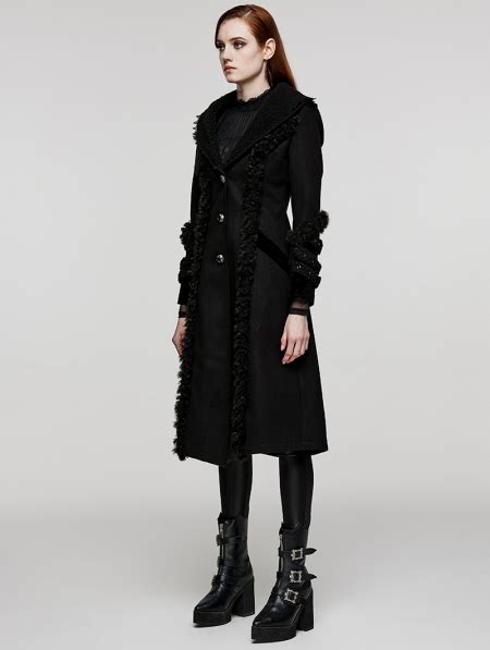 Black Vintage Gothic Single Breasted Lapel Long Coat For Women