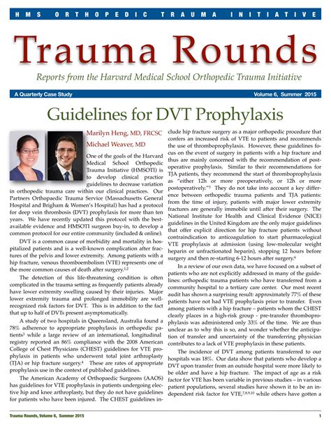 Guidelines For Dvt Prophylaxis Pdf