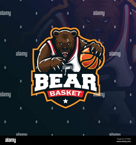 Bear Basketball Mascot Logo Design Vector With Modern Illustration