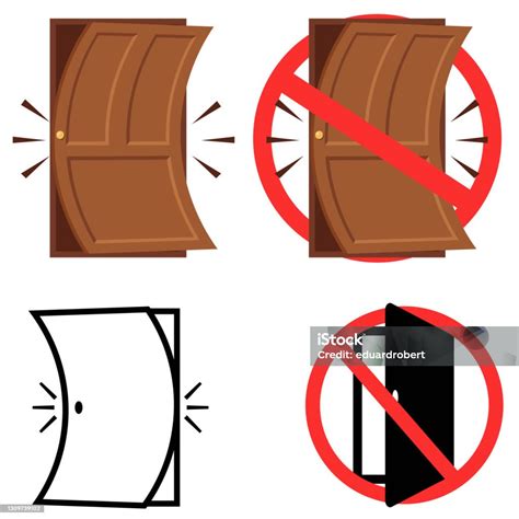membanting pintu  berhenti membanting tanda pintu ilustrasi stok