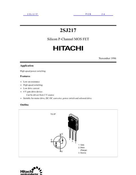 2SJ217 Datasheet PDF文件下载 芯片资料查询 维库电子市场网