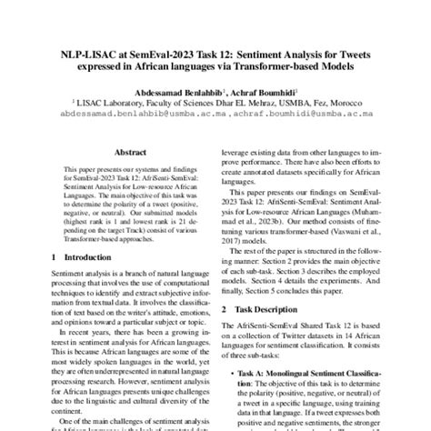 Nlp Lisac At Semeval Task Sentiment Analysis For Tweets