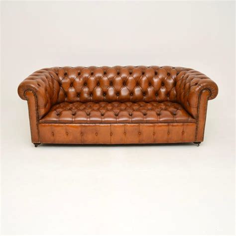 Antique Deep Buttoned Leather Chesterfield Sofa For Sale At Stdibs