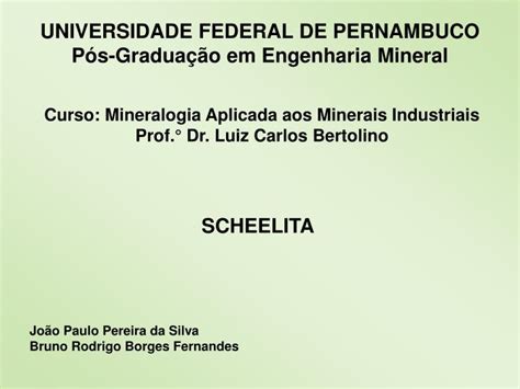 PPT UNIVERSIDADE FEDERAL DE PERNAMBUCO Pós Graduação em Engenharia