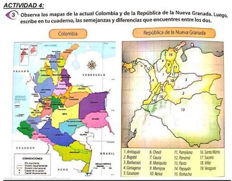 Observa Los Mapas De La Actual Colombia Y De La Rep Blica De La Granada