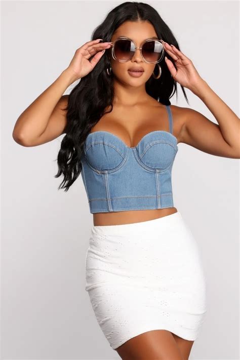 Denim Darling Cropped Bustier Windsor Bustier Denim Bustier Crop