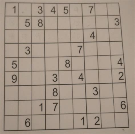 Elabora el siguiente Sudoku para ello debes colocar los números del 1