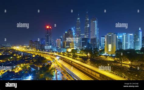 Kuala Lumpur City Skyline At Night Stock Photo Alamy