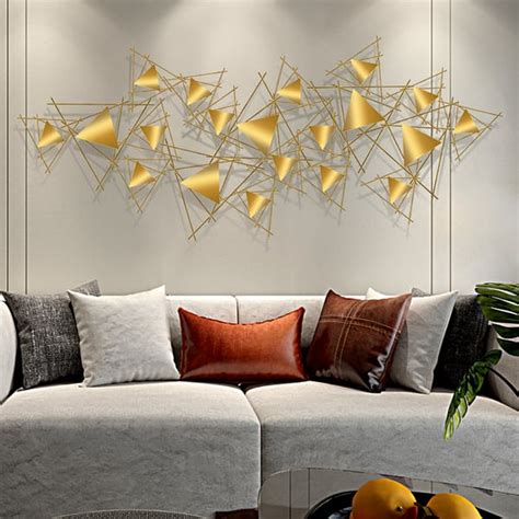 Luxury Triangle Metal Wall Decor Overlapping Geometric Home Art Homary Uk