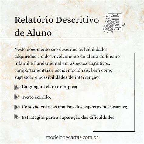 5 Exemplos de Relatório Descritivo de Aluno Modelos de Carta