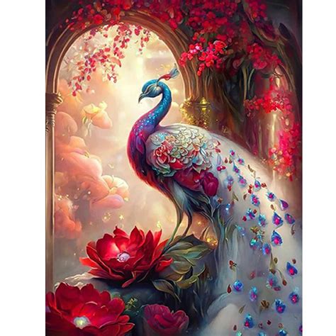 Full Round Diamond Painting Peacock 30 40cm Nature Art Painting