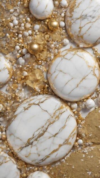 Premium Ai Image A Marble Wall With Gold And White Marbles And Gold