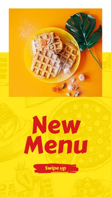 New Menu Announcement With Sweet Waffles Online Instagram Story